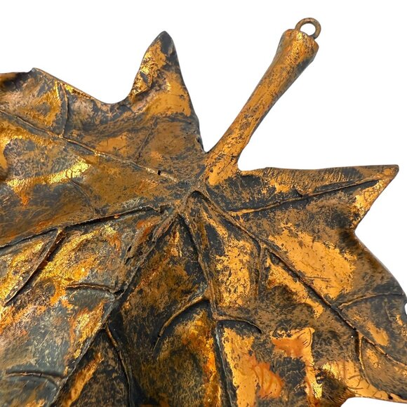 Leaf Christmas Ornaments Set of 4 Goldtone Nature Inspired Holiday Decor - Picture 8 of 8